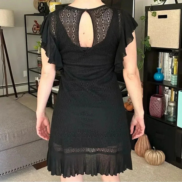 ZARA Black Crochet Knit Textured Dress Small - Picture 10 of 11